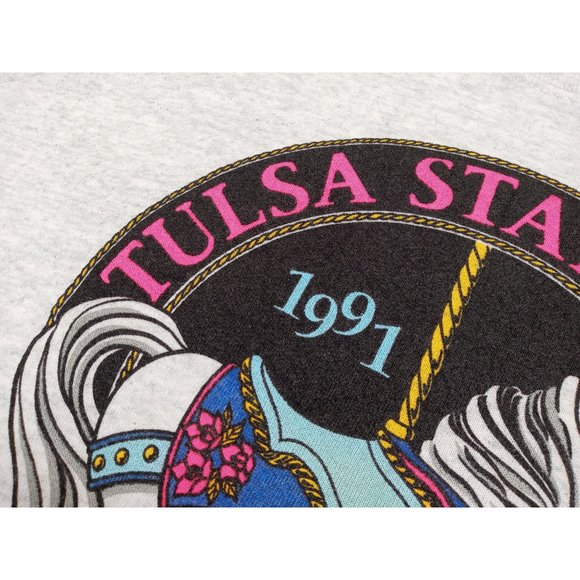 Vintage Tulsa State Fair Sweatshirt New Deadstock XL 1991 Carousel Horse Grey - Picture 6 of 11